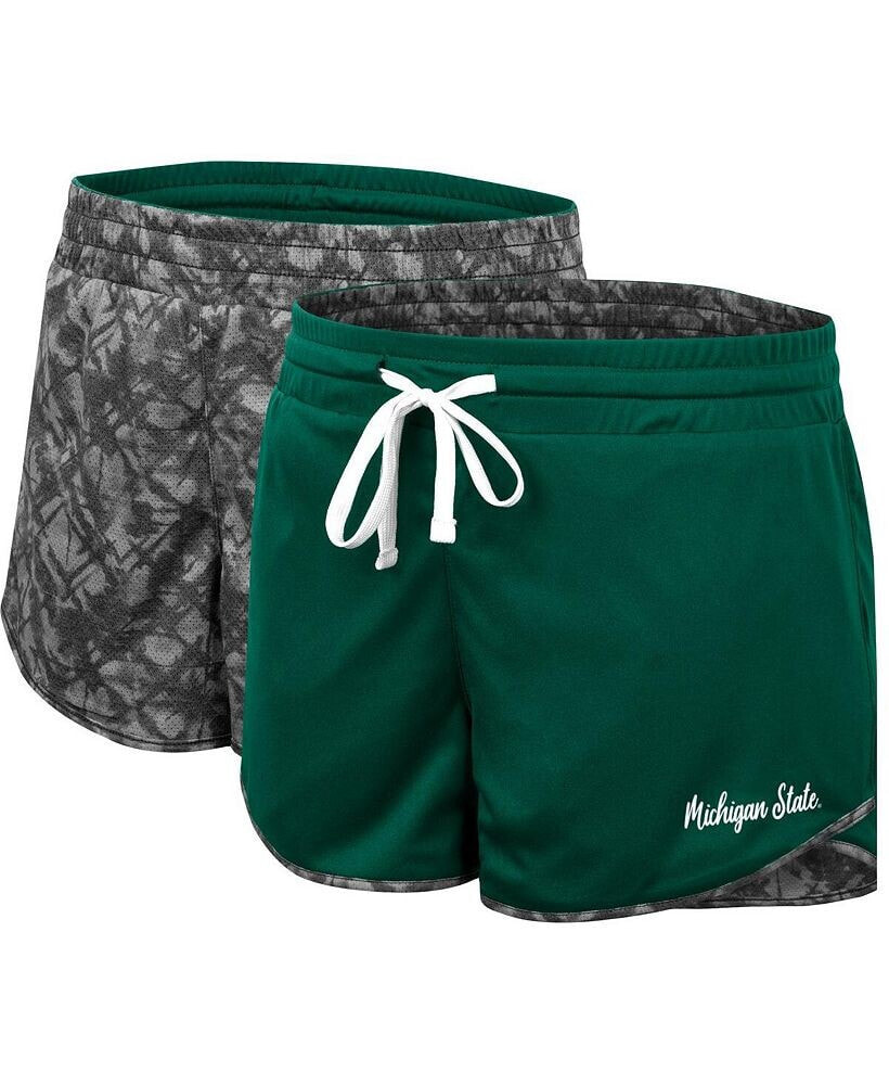 Colosseum women's Green, Charcoal Michigan State Spartans Fun Stuff Reversible Shorts