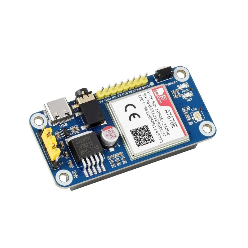A7670E LTE Cat-1 HAT for Raspberry Pi, Multi Band, 2G GSM / GPRS, LBS - Waveshare 20049