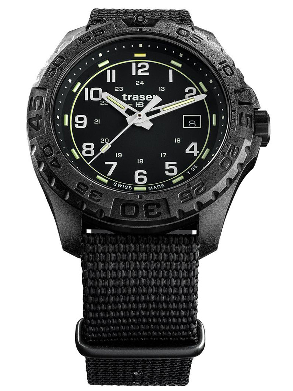Мужские наручные часы с черным текстильным ремешком Traser H3 108673 P96 OdP Evolution black Mens 44mm 20ATM