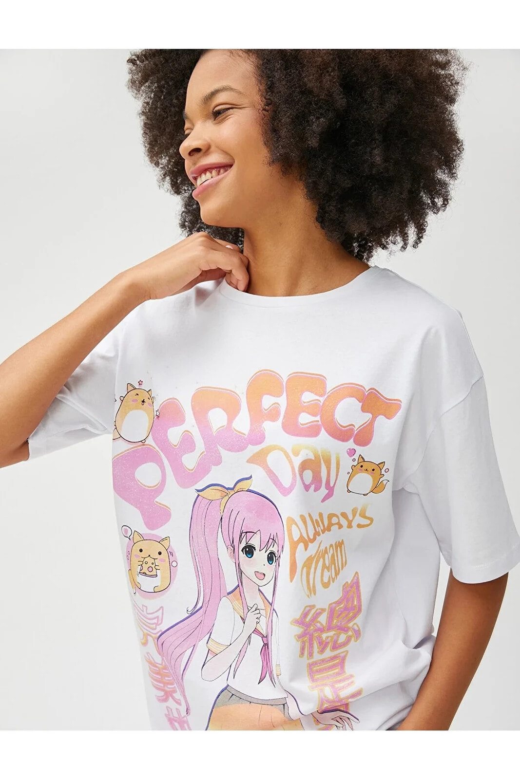 Футболка Koton Anime Oversize Tee Koton Размер: XS купить в интернет- магазине MALL, женские футболки Koton