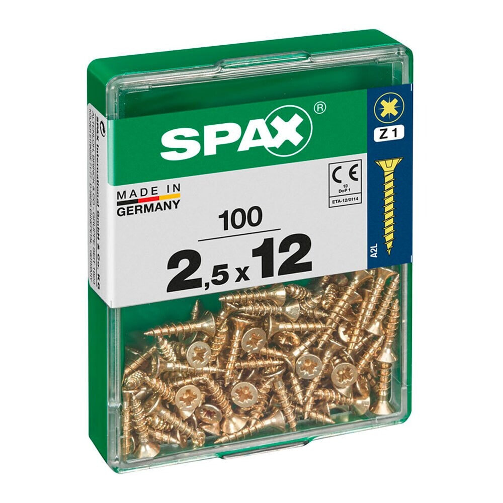 SPAX Yellox 2.5x12 mm Flat Head Wood Screw 100 Units