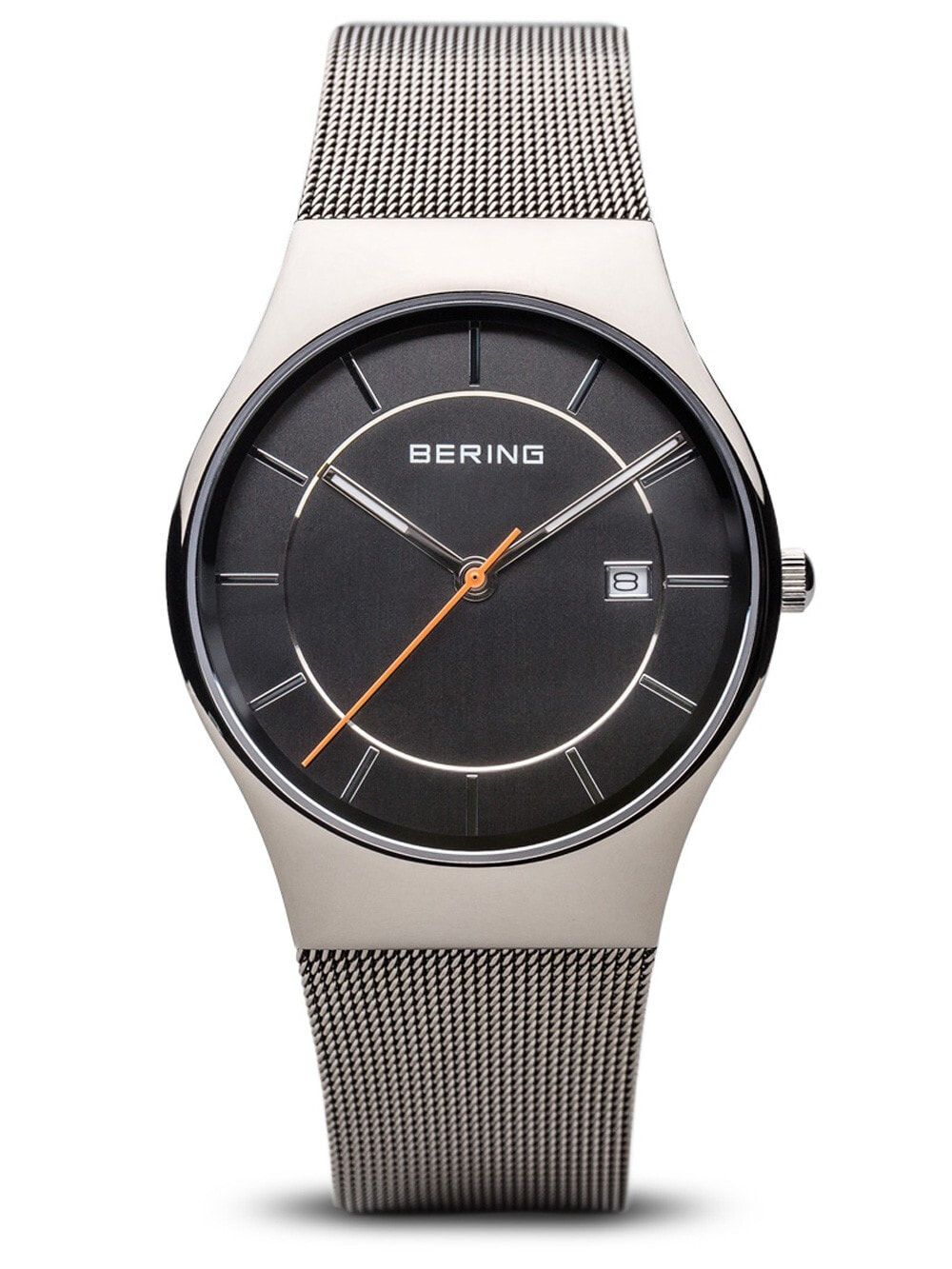 Мужские наручные часы с серебряным браслетом Bering 11938-007 Classic Mens 38mm 3ATM
