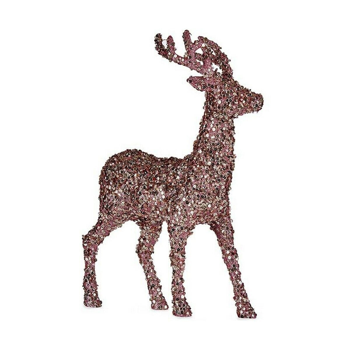 Decoration Medium Reindeer 15 x 45 x 30 cm Pink Golden Plastic