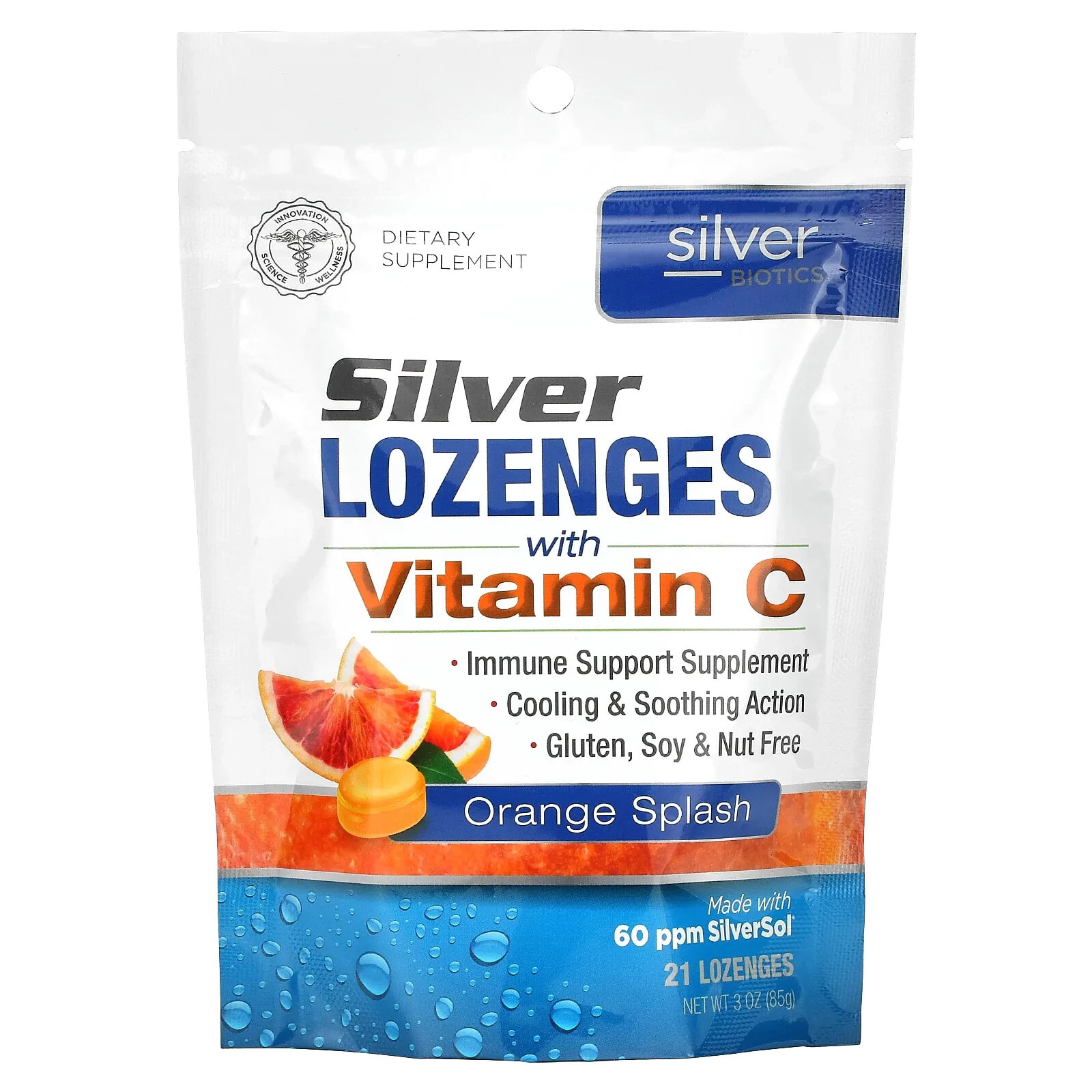 Silver Biotics, Silver Lozenges with Vitamin C, Orange Splash, 21 Lozenges, 3 oz (85 g)