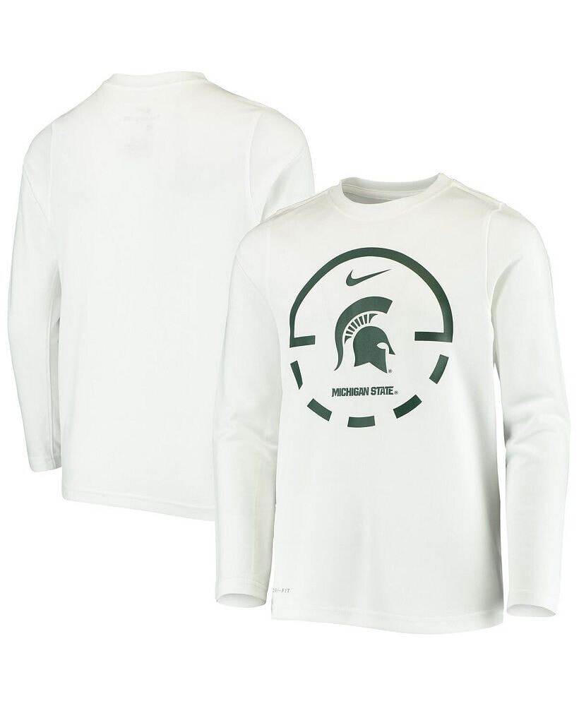 Nike big Boys White Michigan State Spartans Basketball Legend Performance Long Sleeve T-shirt