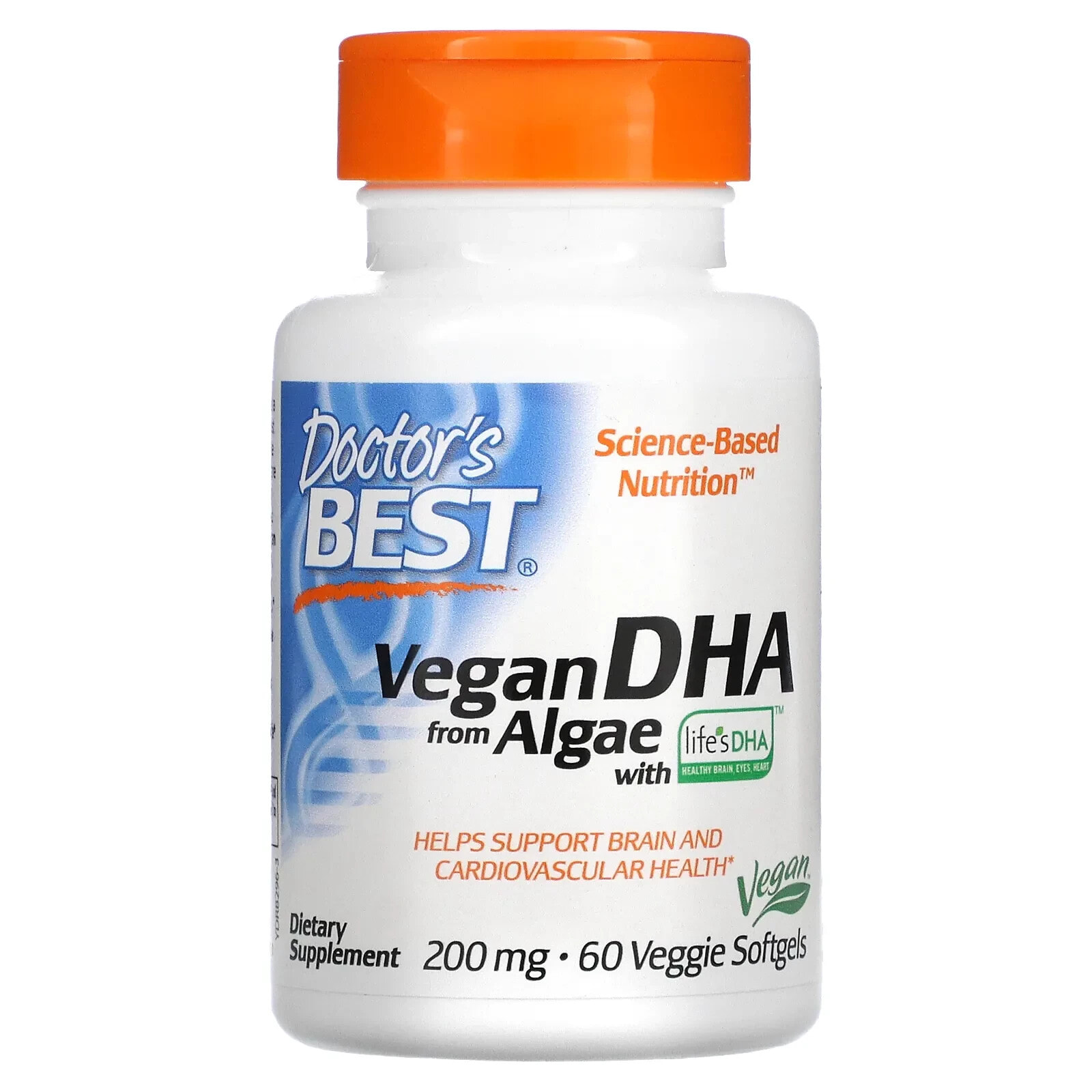 Докторс Бэст, Life's DHA, веганская ДГК из водорослей, 200 мг, 60 растительных капсул