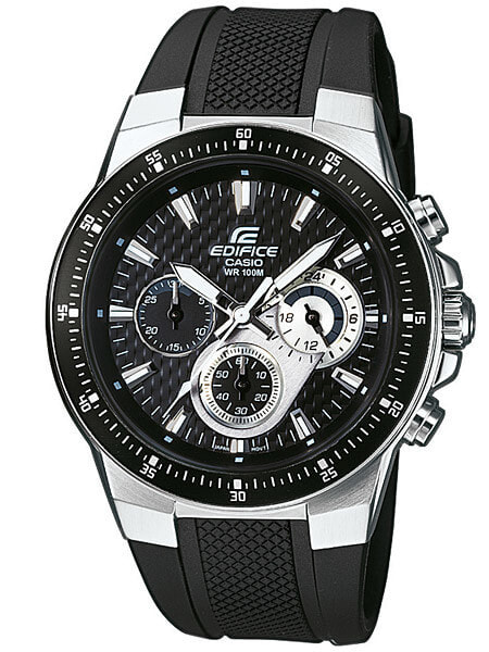 Мужские наручные часы с черным силиконовым ремешком CASIO EF-552-1AVEF EDIFICE Chronograph 44mm 10 ATM