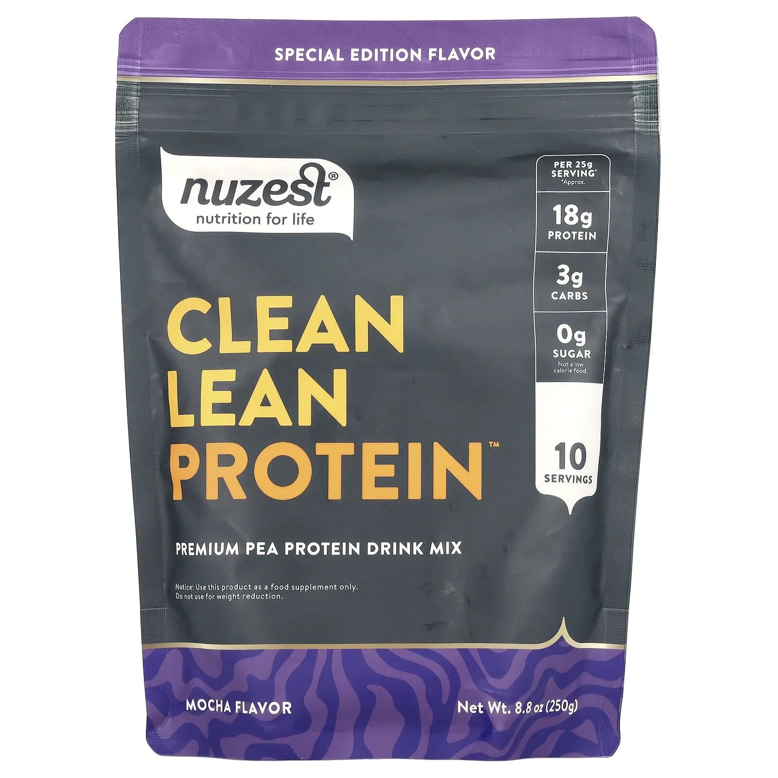 Clean Lean Protein™, Premium Pea Protein Drink Mix, Mocha , 8.8 oz (250 g)