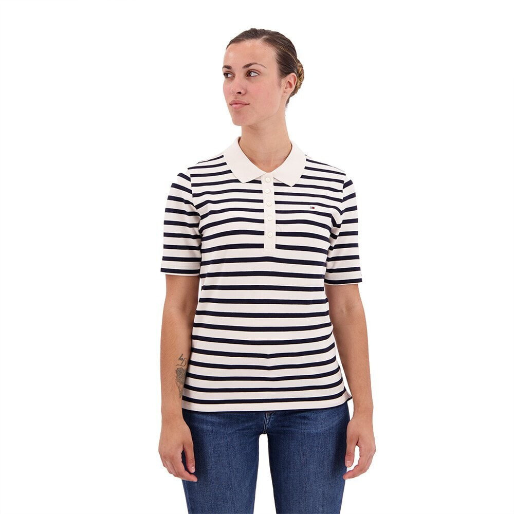 TOMMY HILFIGER 1985 Regular Pique Stripe Short Sleeve Polo