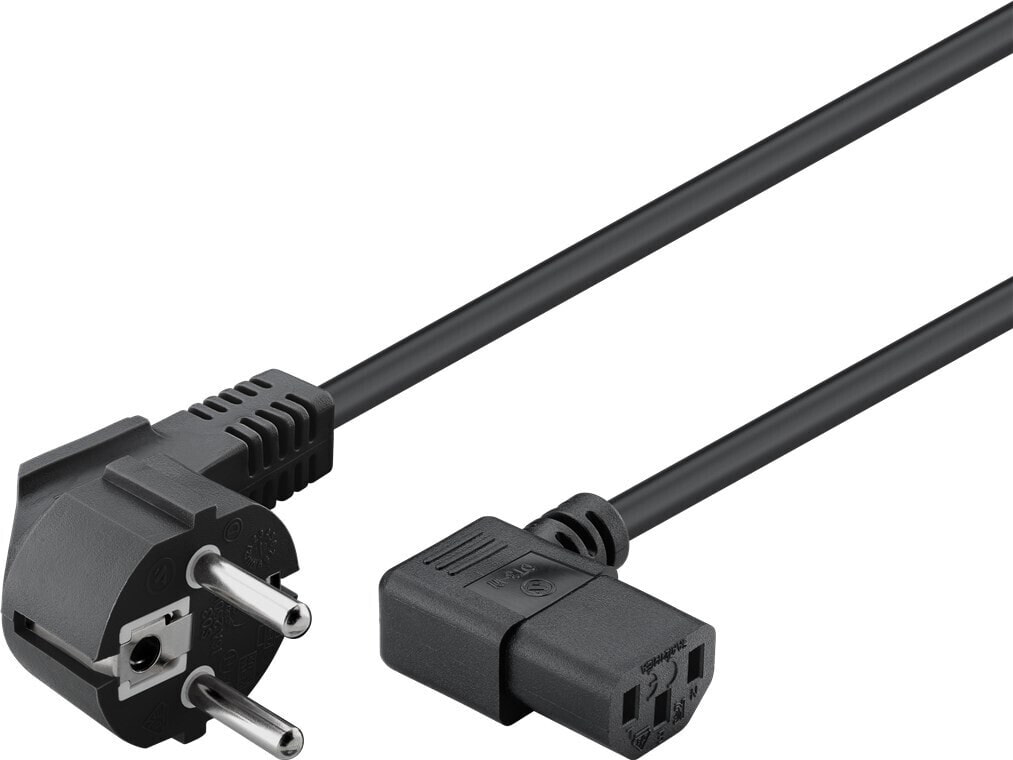 Angled IEC Cord on Both Sides - 1.8 m - Black - 1.8 m - Power plug type F - C13 coupler - H05VV-F3G - 250 V