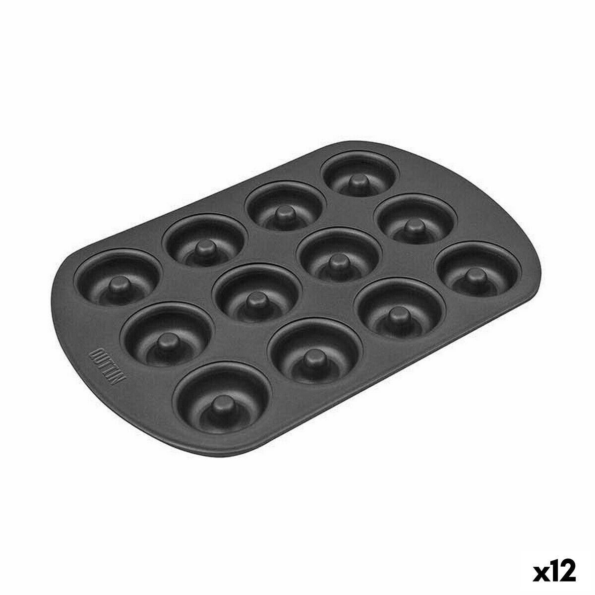 Форма для выпечки Quttin Пончики Углеродистая сталь Чёрный 26,5 x 18 x 2 cm (12 штук)
