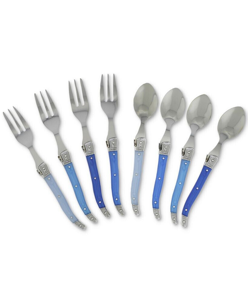 French Home laguiole 8-Pc. Dessert / Cocktail Set with Shades of Blue Handles