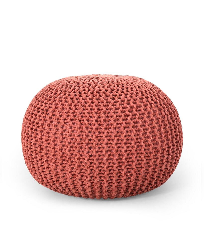 Noble House nahunta Modern Knitted Round Pouf