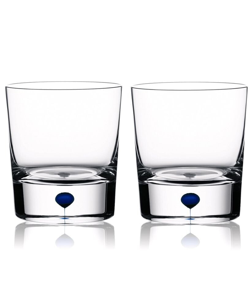 Orrefors set of 2 Intermezzo Blue Double Old Fashioned Glasses