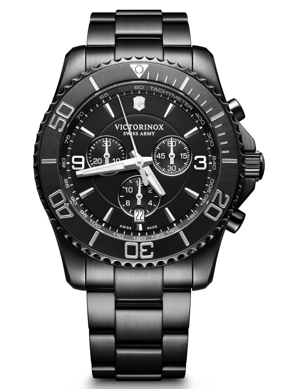 Мужские наручные часы с черным браслетом Victorinox 241797 Maverick Chronograph 43mm 10ATM