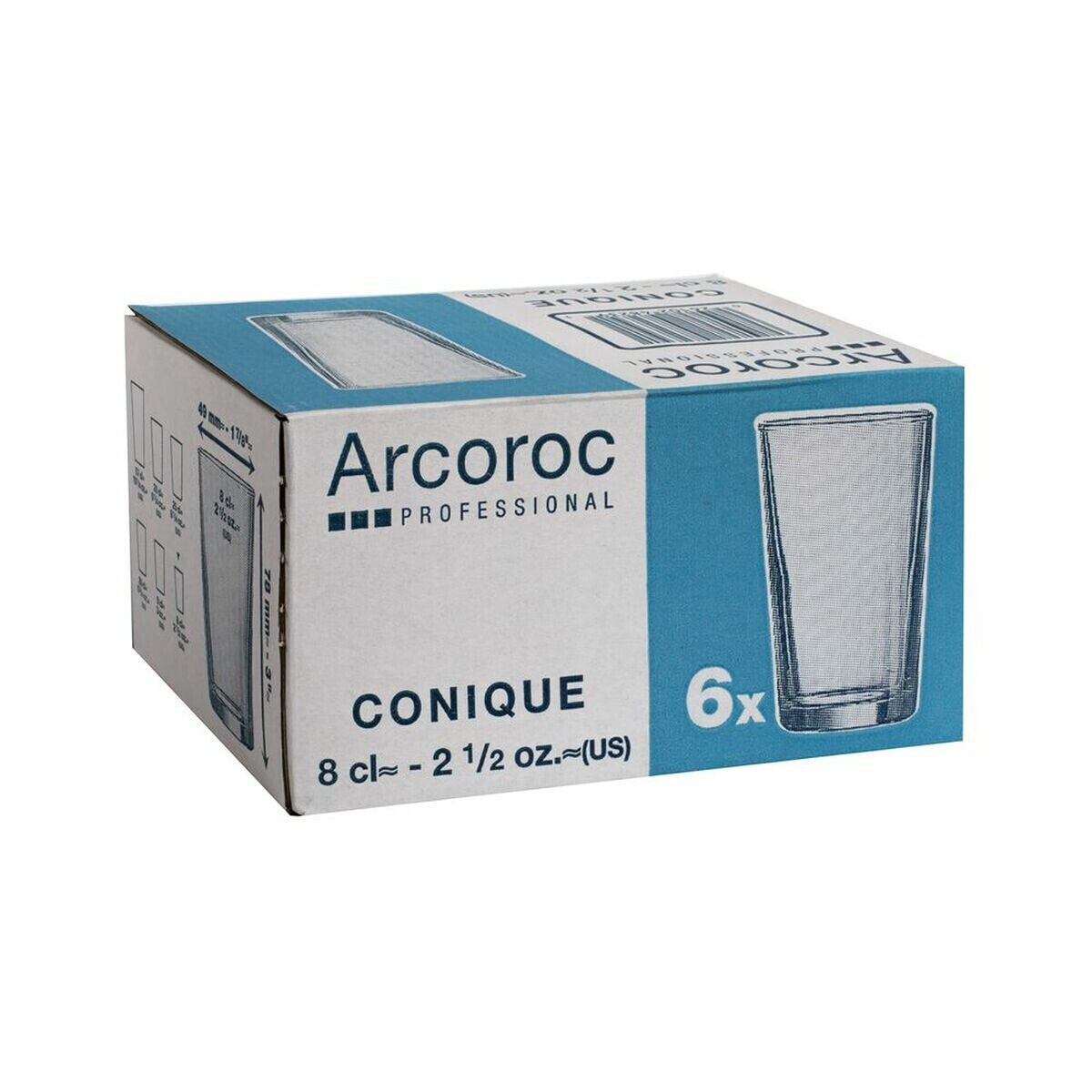 Стакан Arcoroc Conique Прозрачный Cтекло (6 штук) (8 cl)