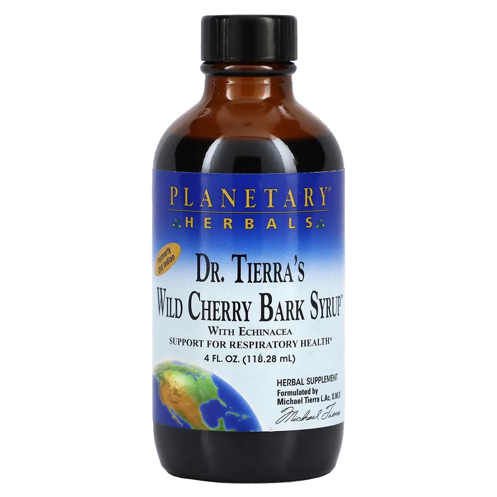 Planetary Herbals, Веганский протеин от Dr. Tierra's сироп из коры дикой вишни, 236,56 мл (8 жидк. Унций)