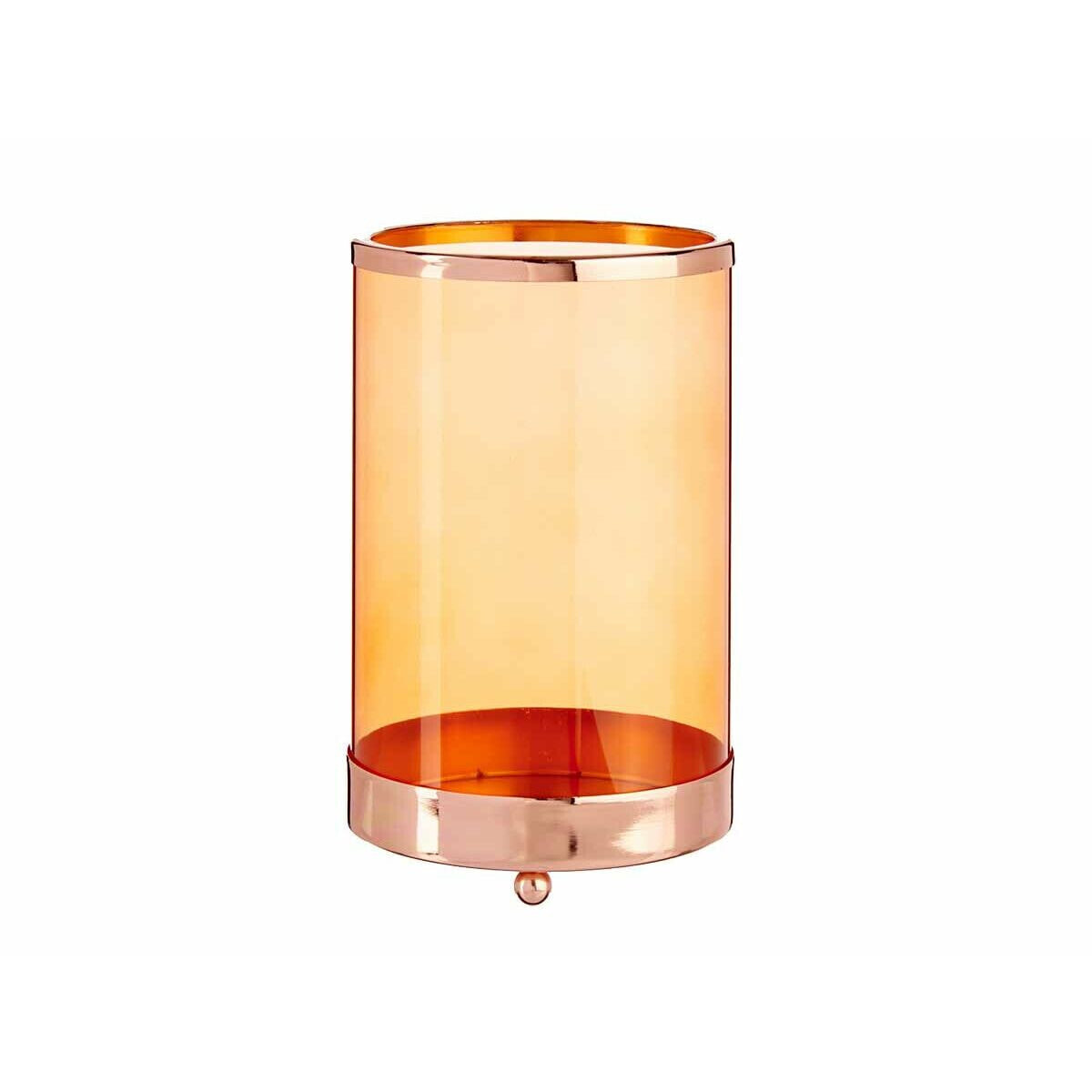 Candleholder Copper Amber Cylinder 12,2 x 19,5 x 12,2 cm Metal Glass