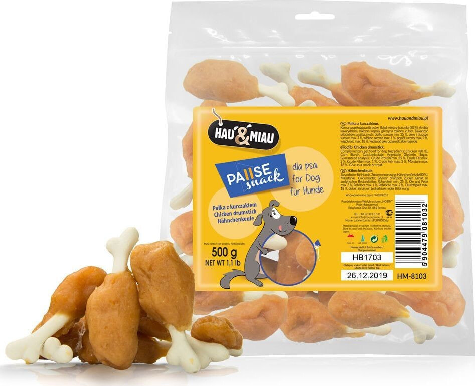 Hau&Miau Hau&Miau pałka z kurczakiem 500g HM-8103