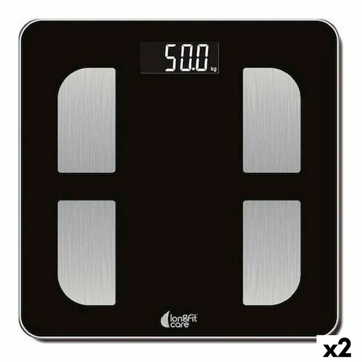 Digital Bathroom Scales LongFit Care Black Multifunction 33 x 4 x 33 cm (2 Units)