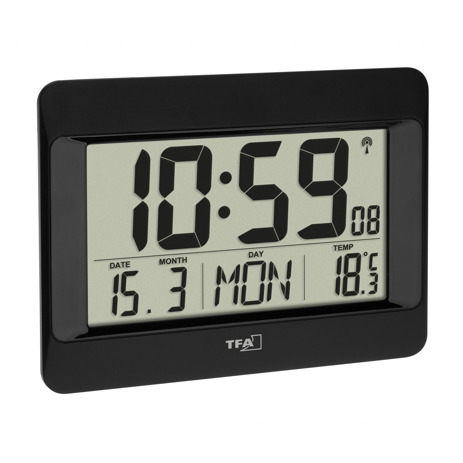 TFA 60.4519.01 - Digital alarm clock - Rectangle - Black - Plastic - 12/24h - -10 - 50 °C
