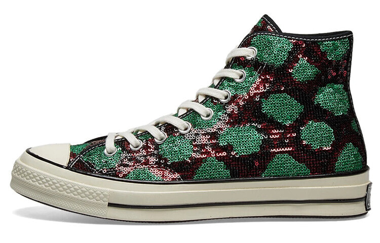 Converse Snake Sequins Pack Chuck 1970s Hi 绿蛇 复古高帮帆布鞋 男女同款 白绿 / Кеды Converse Chuck 1970s 166561C