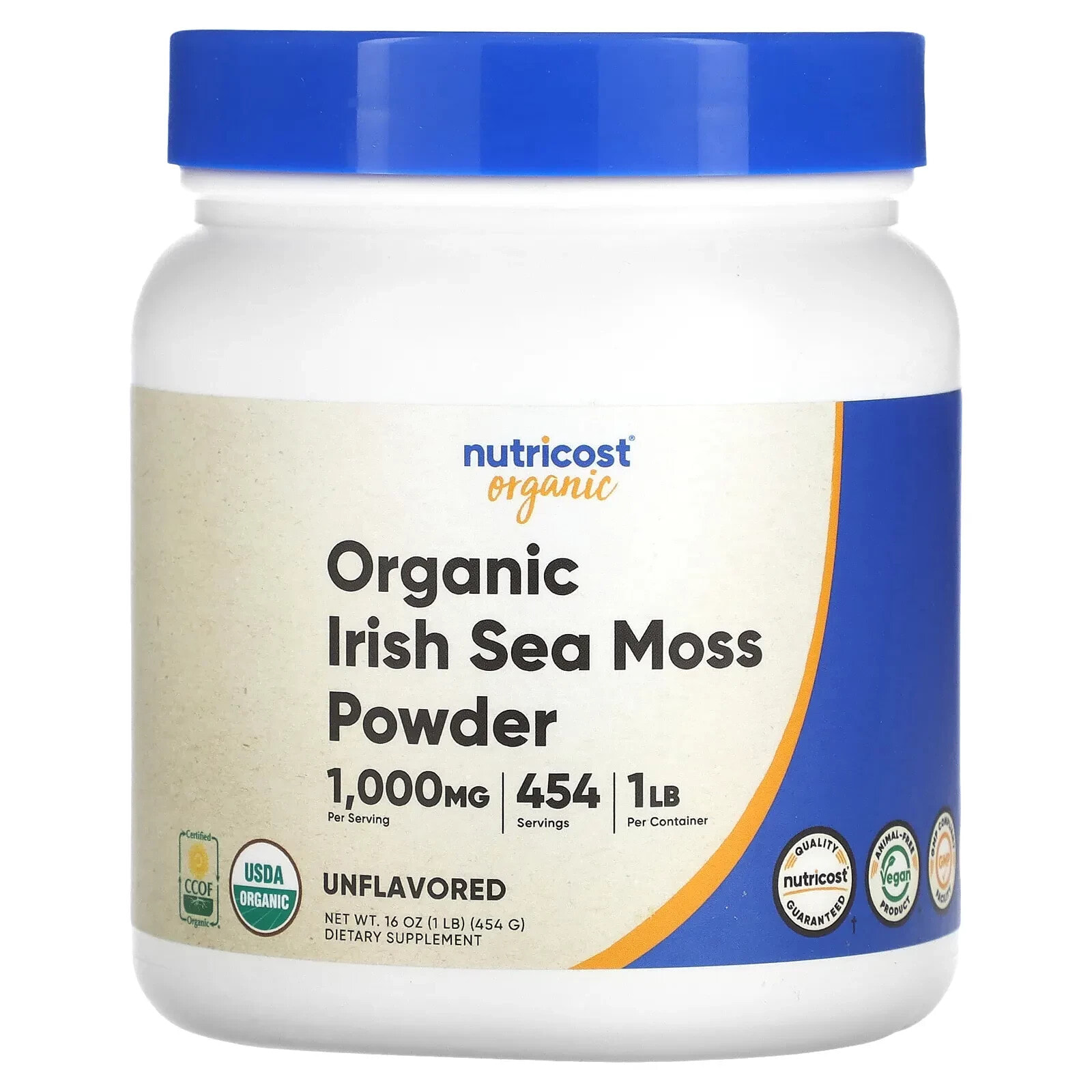 Organic Irish Sea Moss Powder, Unflavored, 16 oz (454 g)