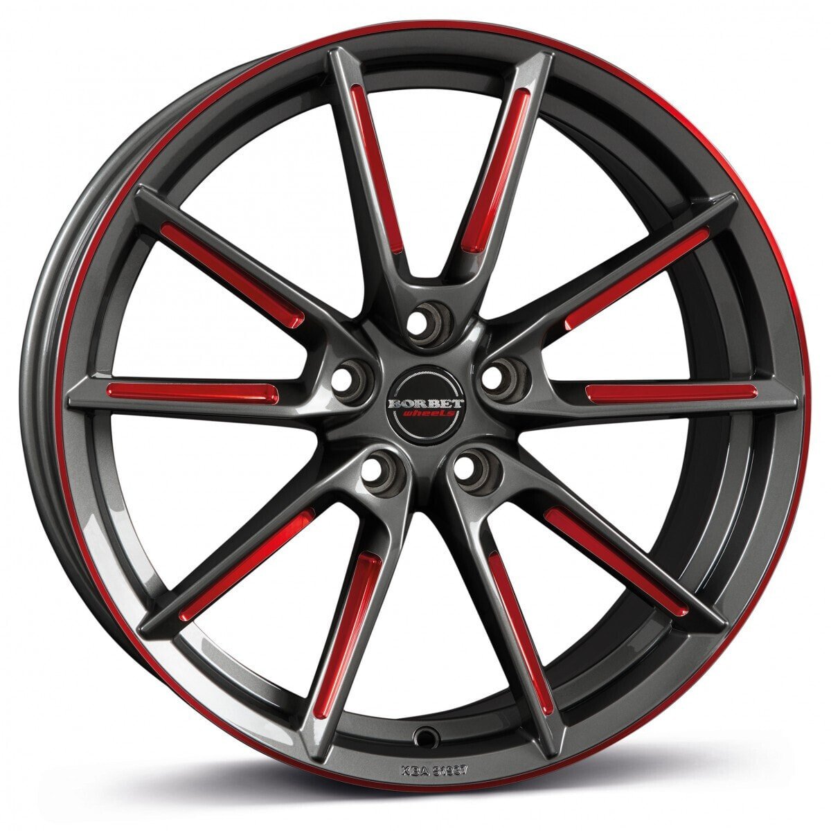 Колесный диск литой Borbet LX graphite spoke rim red polished 8.5x20 ET45 - LK5/112 ML57.1