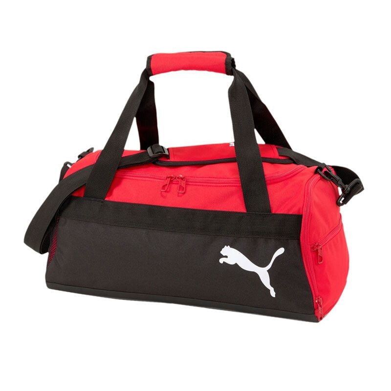 Мужская спортивная сумка черная красная текстильная средняя для тренировки с ручками через плечо Puma TeamGOAL 23 size S 076857-01