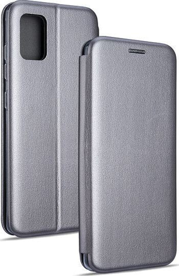 Чехол кожаный книжкой серый Samsung A21s A217 noname