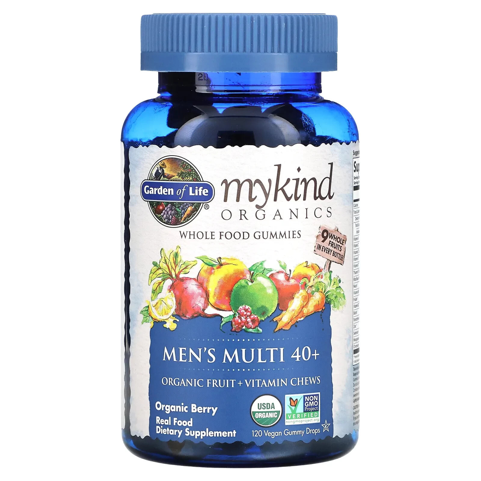 Organics, Men's Multi 40+, Organic Berry, 120 Vegan Gummy Drops