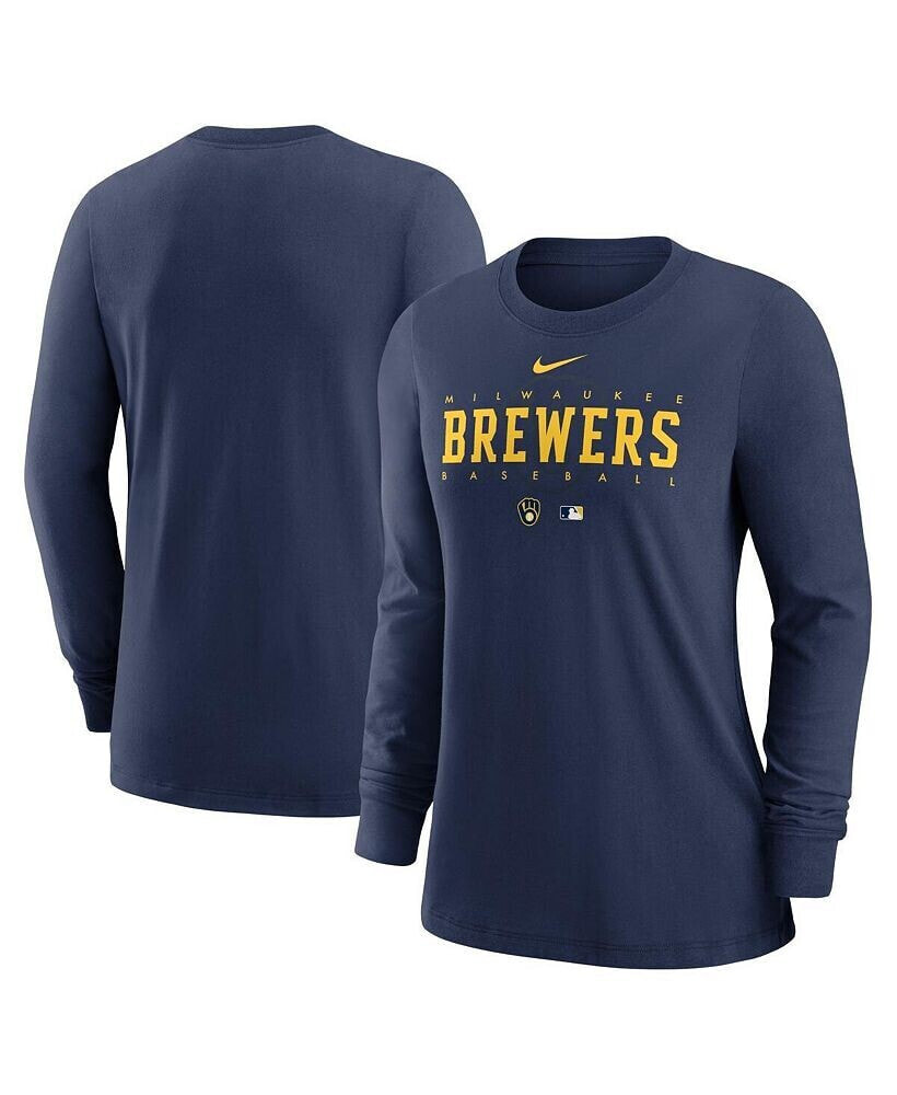 Nike women's Navy Milwaukee Brewers Authentic Collection Legend Performance Long Sleeve T-shirt