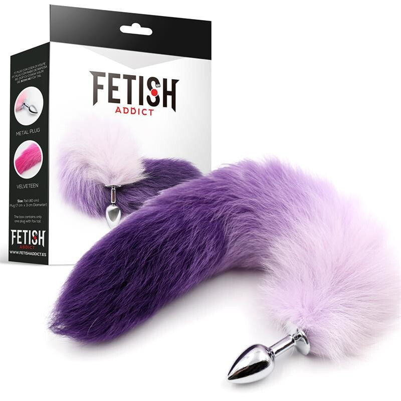 Плаг или анальная пробка FETISH ADDICT Anal Plug with Purple and White Tail Size S