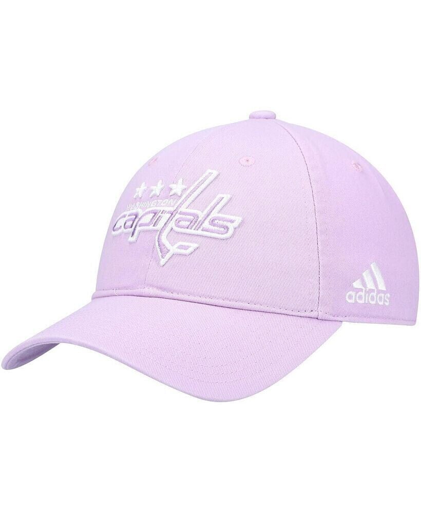 adidas men's Purple Washington Capitals 2021 Hockey Fights Cancer Slouch Adjustable Hat