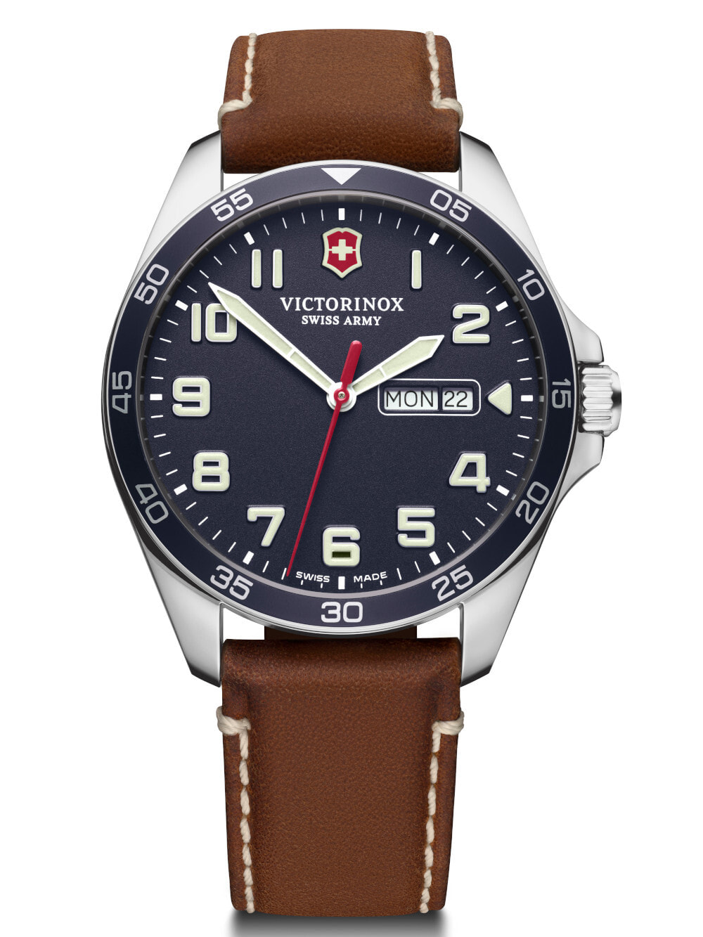 Мужские наручные часы с коричневым кожаным ремешком Victorinox 241848 Fieldforce Mens 42mm 10ATM