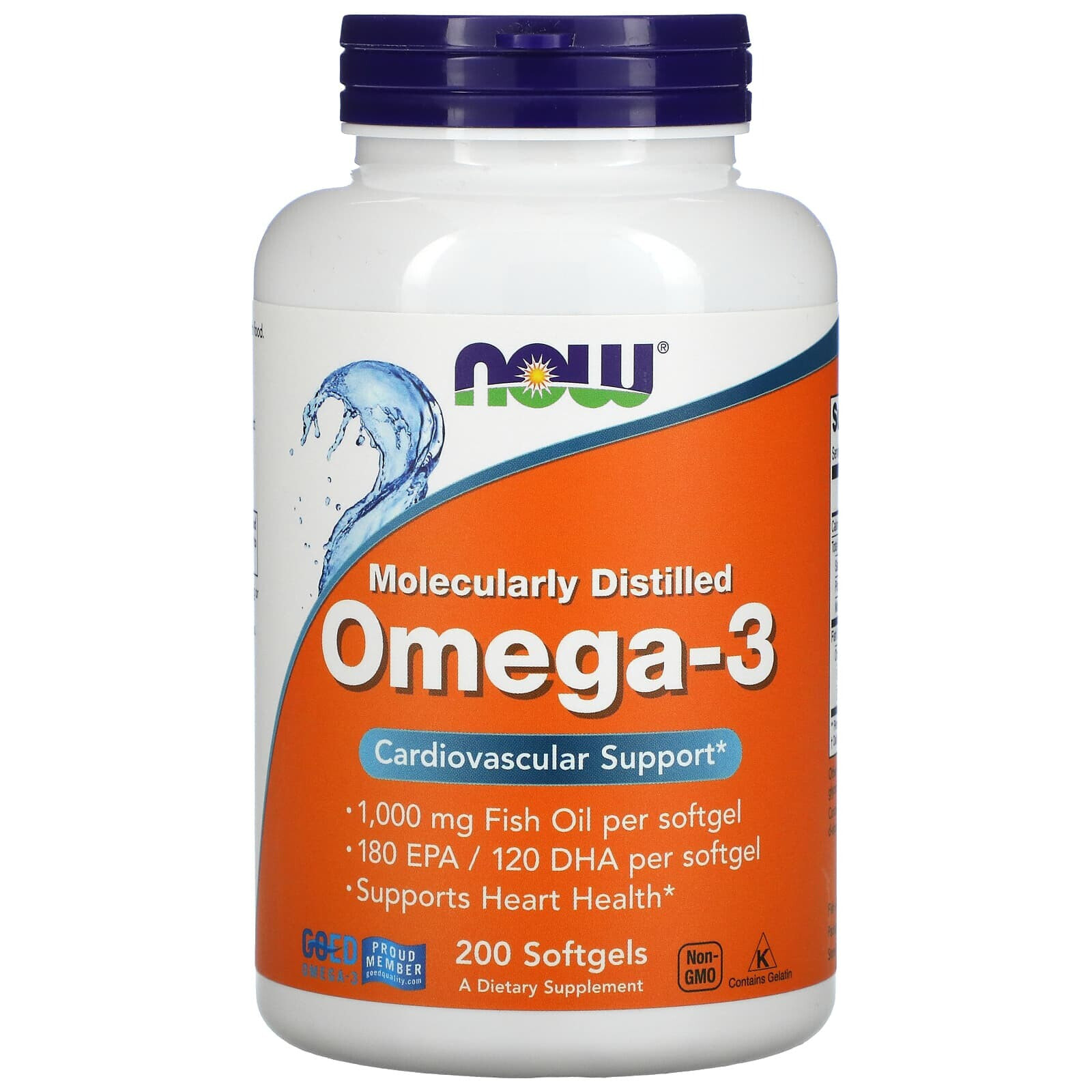 Omega-3 Fish Oil, 1,000 mg, 180 EPA - 120 DHA, 100 Softgels