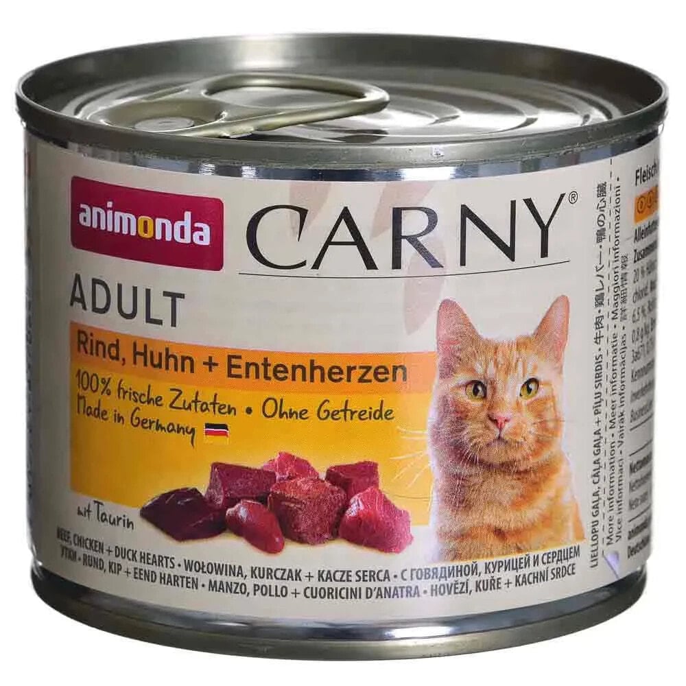 ANIMONDA Carny Adult Beef Chicken And Duck Hearts 200g Wet Cat Food