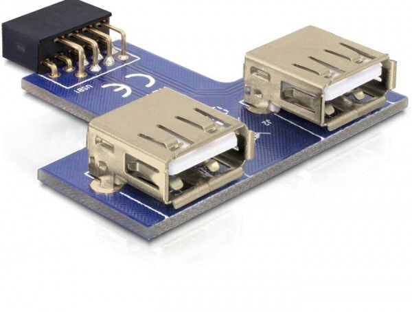 DeLOCK 9-pin 2.54 mm/2 x USB 2.0 1 x 9-pin 2.54 mm 2 x USB 2.0-A Черный, Синий, Серебристый 41824