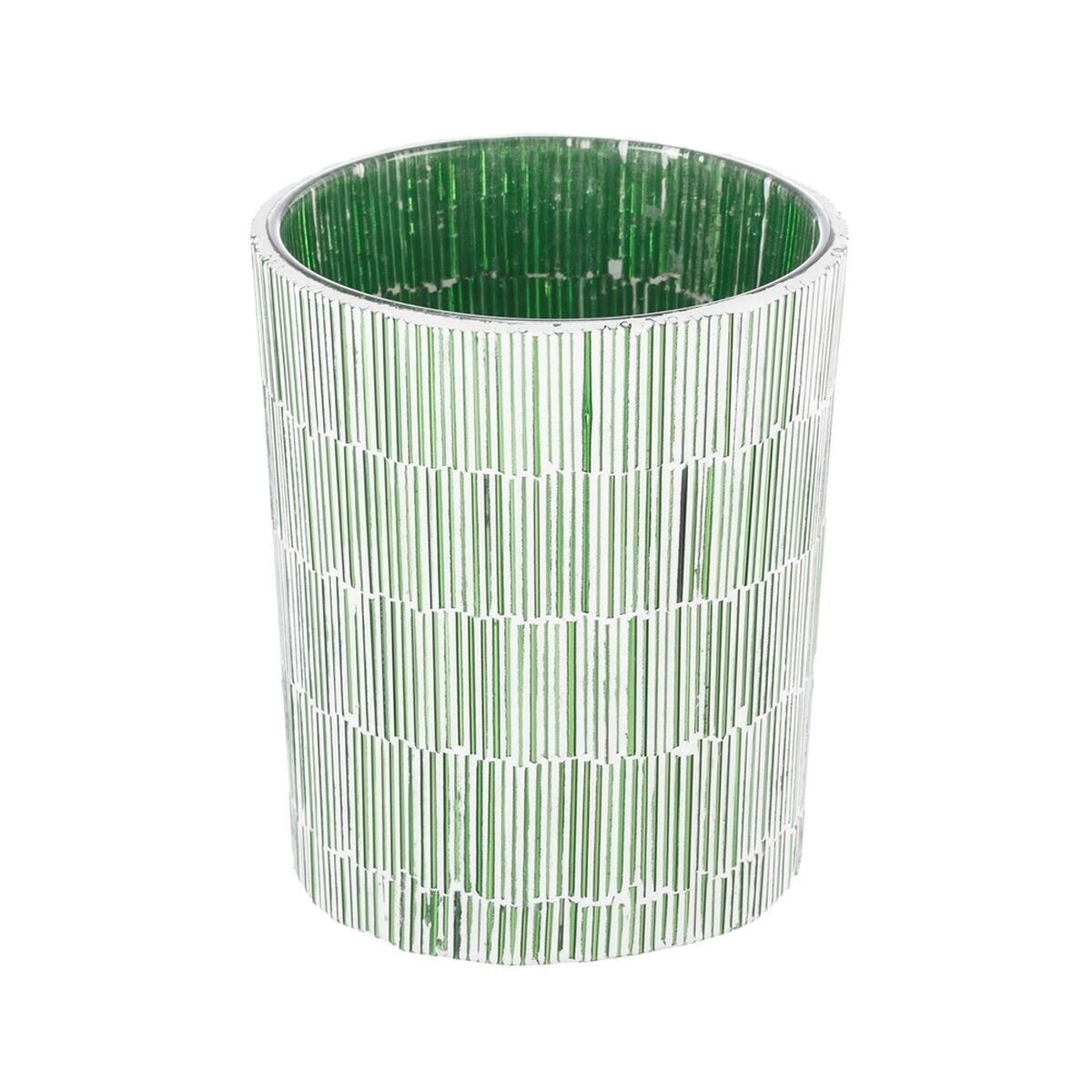 Candleholder Green Crystal Cement 10 x 10 x 13 cm