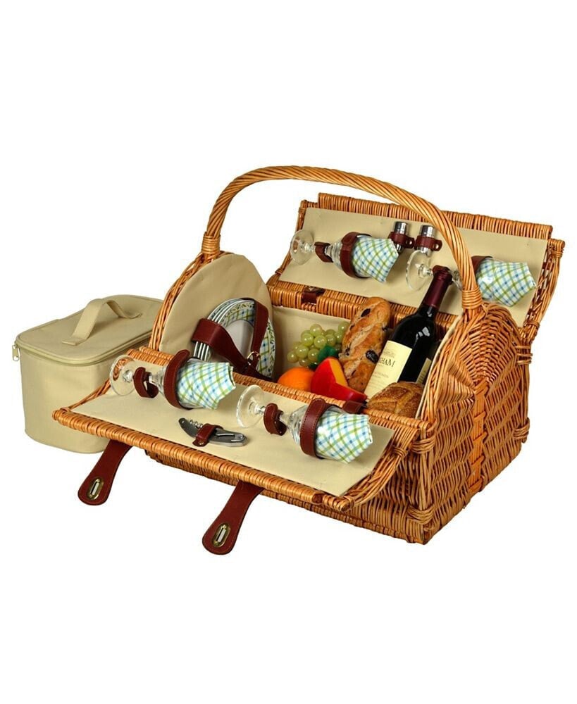 Yorkshire Willow Picnic Basket with Service for 4