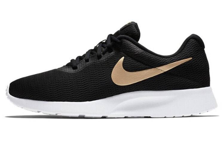 Nike Tanjun Casual Shoes Men Low-Top Black White Gold