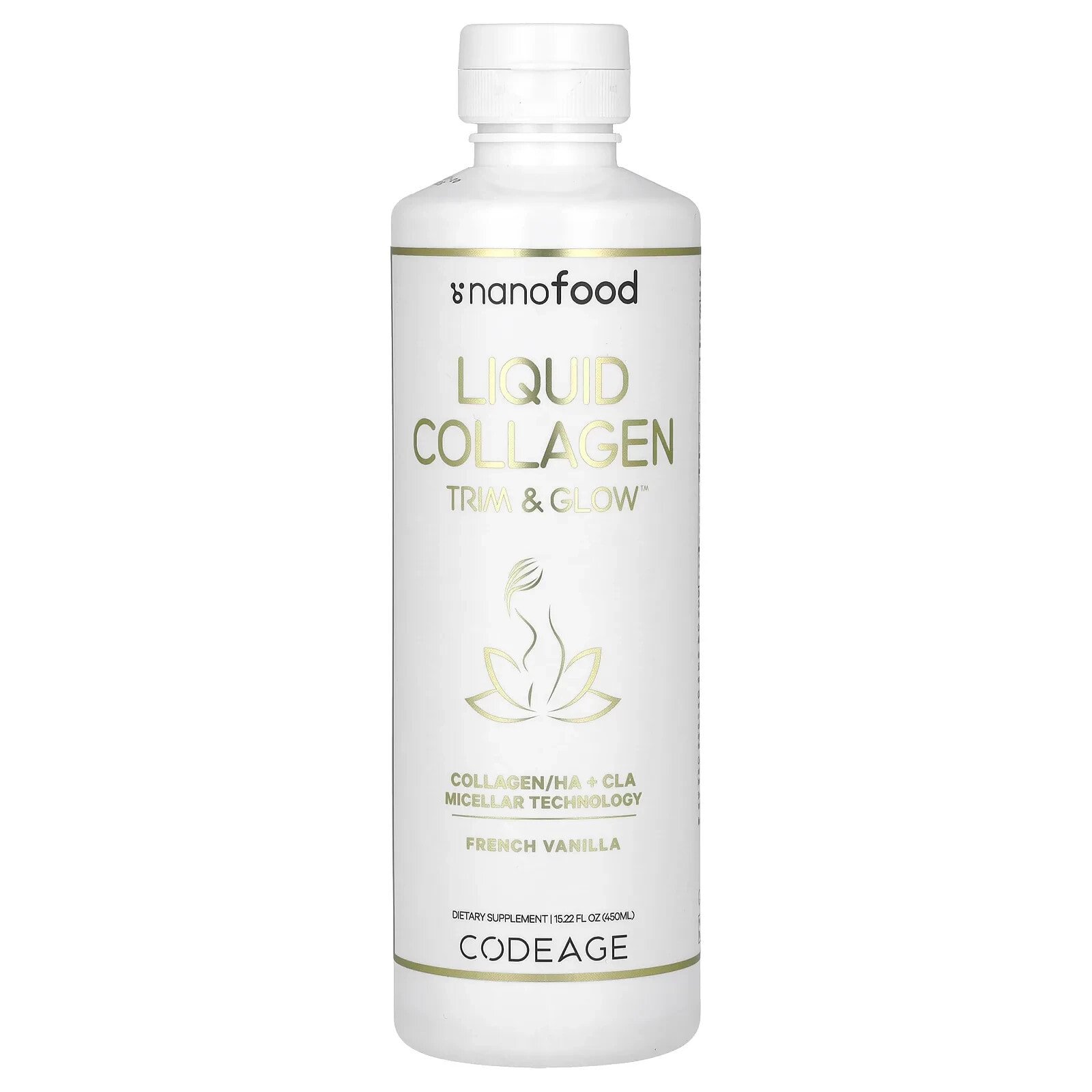 Nanofood, Liquid Collagen, Trim & Glow, French Vanilla, 15.22 fl oz (450 ml)