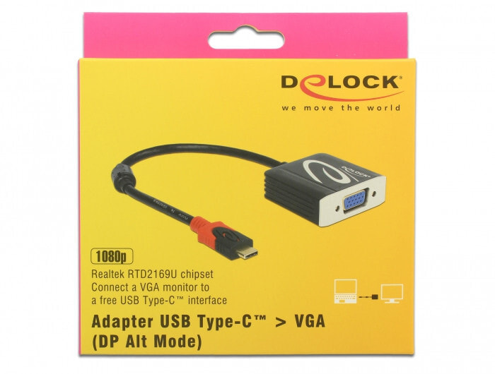 DeLOCK 62994 видео кабель адаптер 0,2 m USB Type-C VGA (D-Sub) Черный