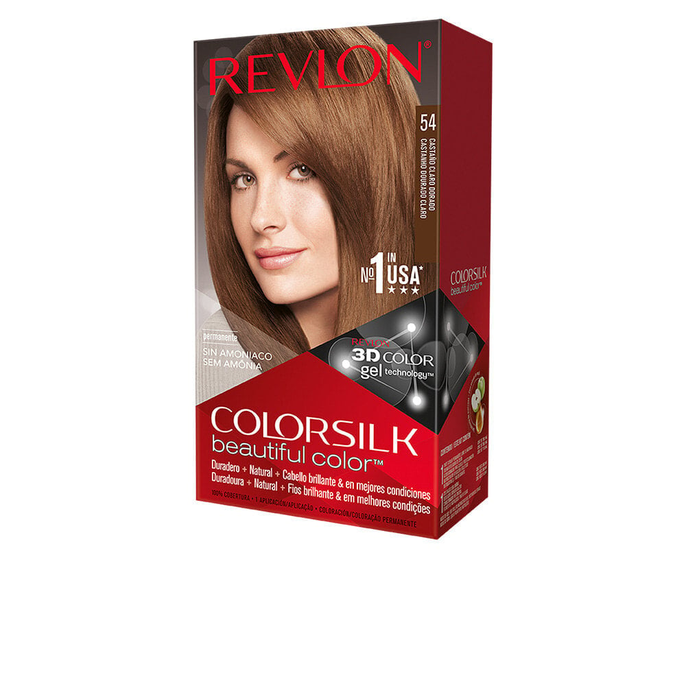 Revlon ColorSilk Beautiful Color No. 54 Light Golden Brown Стойкая краска для волос без аммиака, оттенок светло-золотисто-коричневый