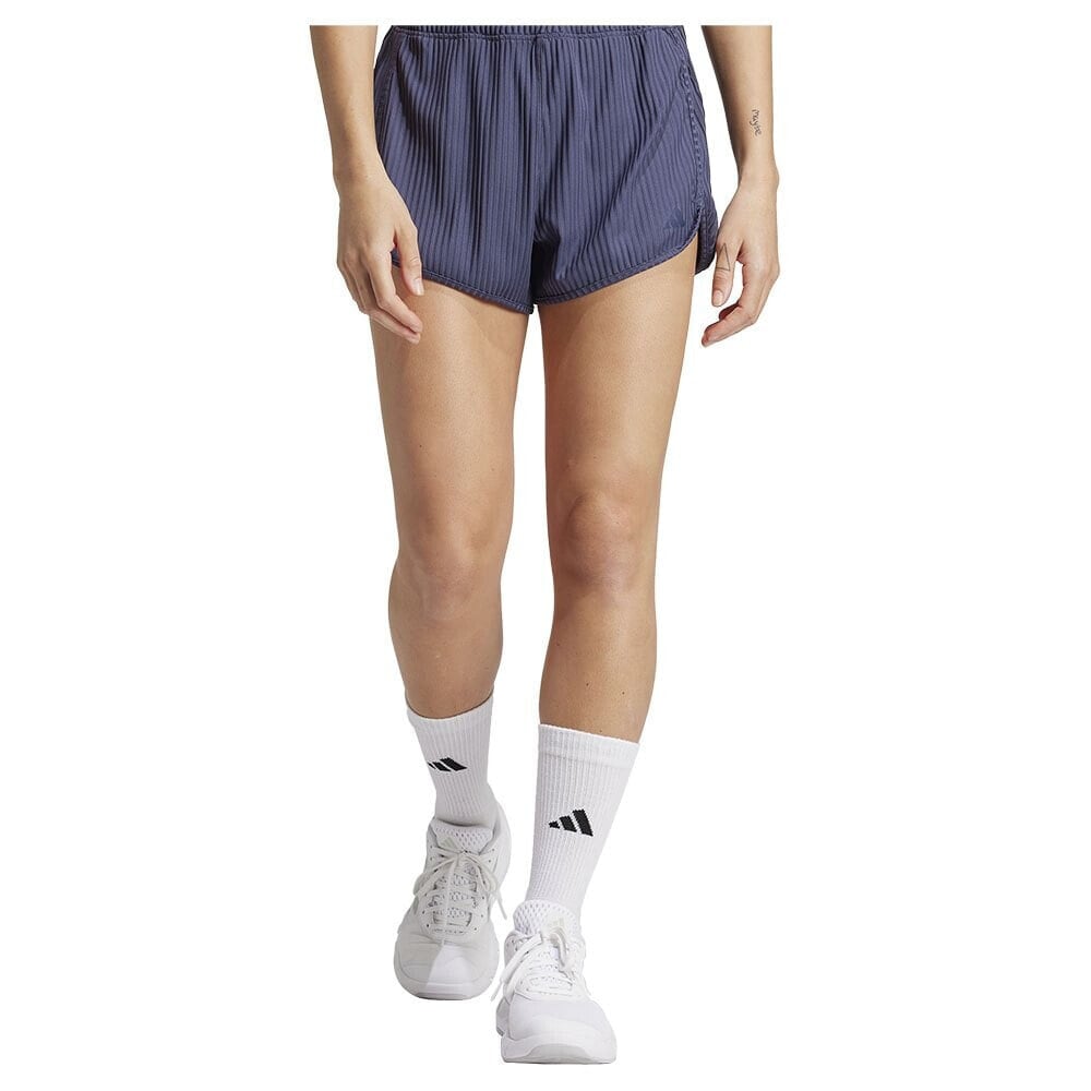 ADIDAS Pacer All Gym Seasonal Rib High Rise Tonal 3 Stripes shorts