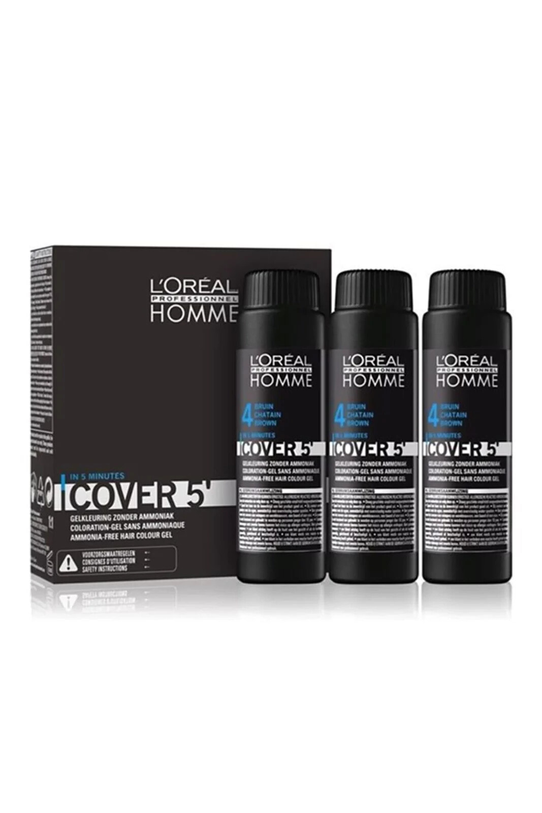 Loreal Homme Cover 5 No:4 Kahverengi 3x50 Ml Beyaz Kapatıcı Jel Erkek Saç Boyası