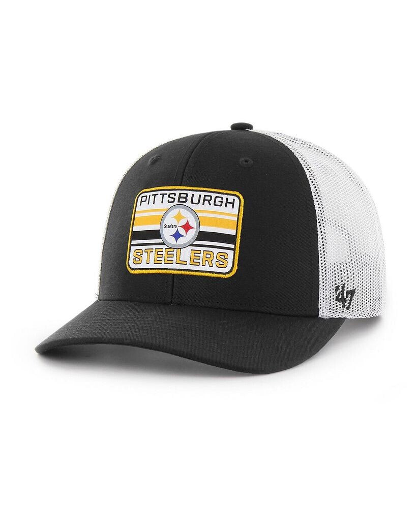 '47 Brand men's Black, White Pittsburgh Steelers Drifter Adjustable Trucker Hat