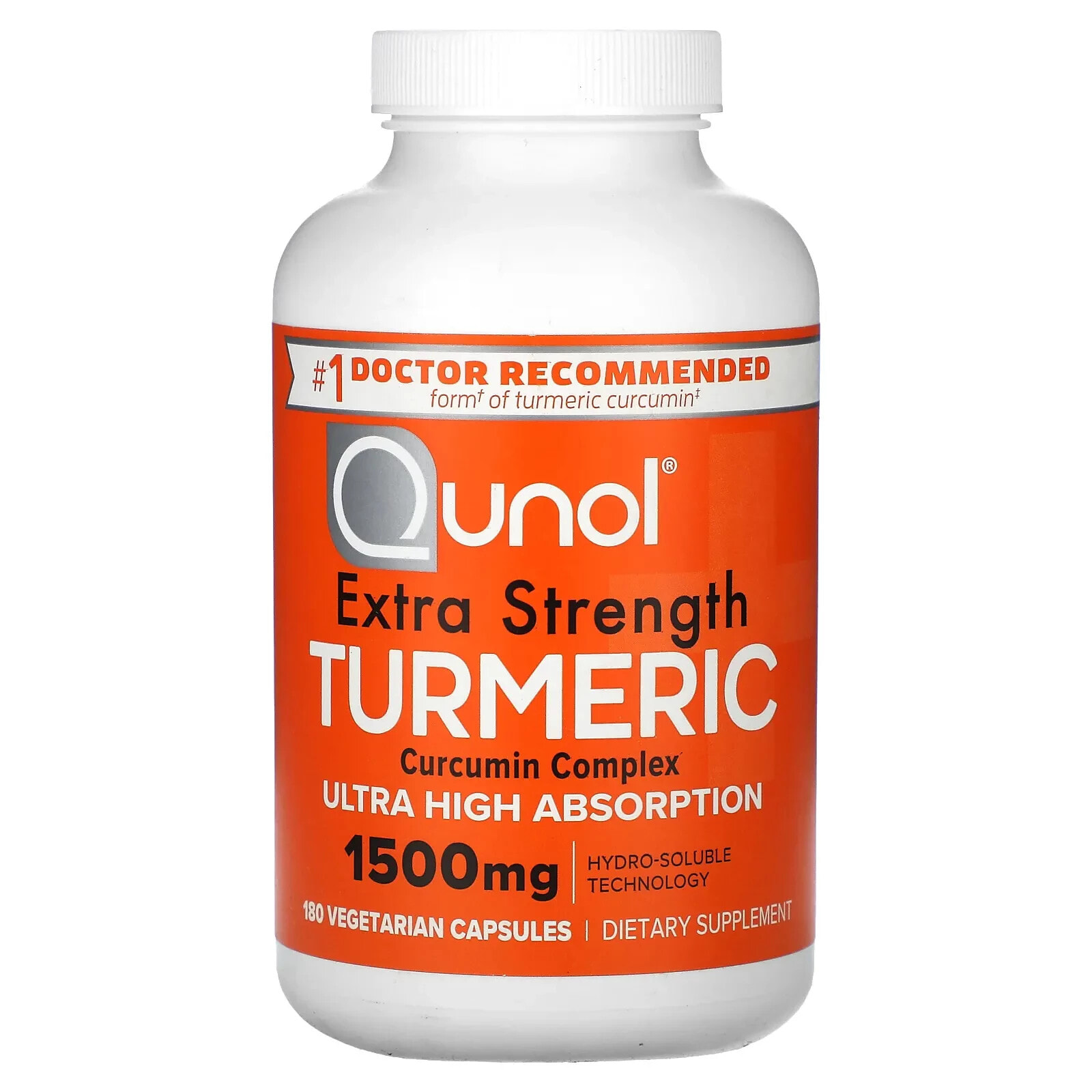 Qunol, Куркума повышенной силы, 500 мг, 180 вегетарианских капсул