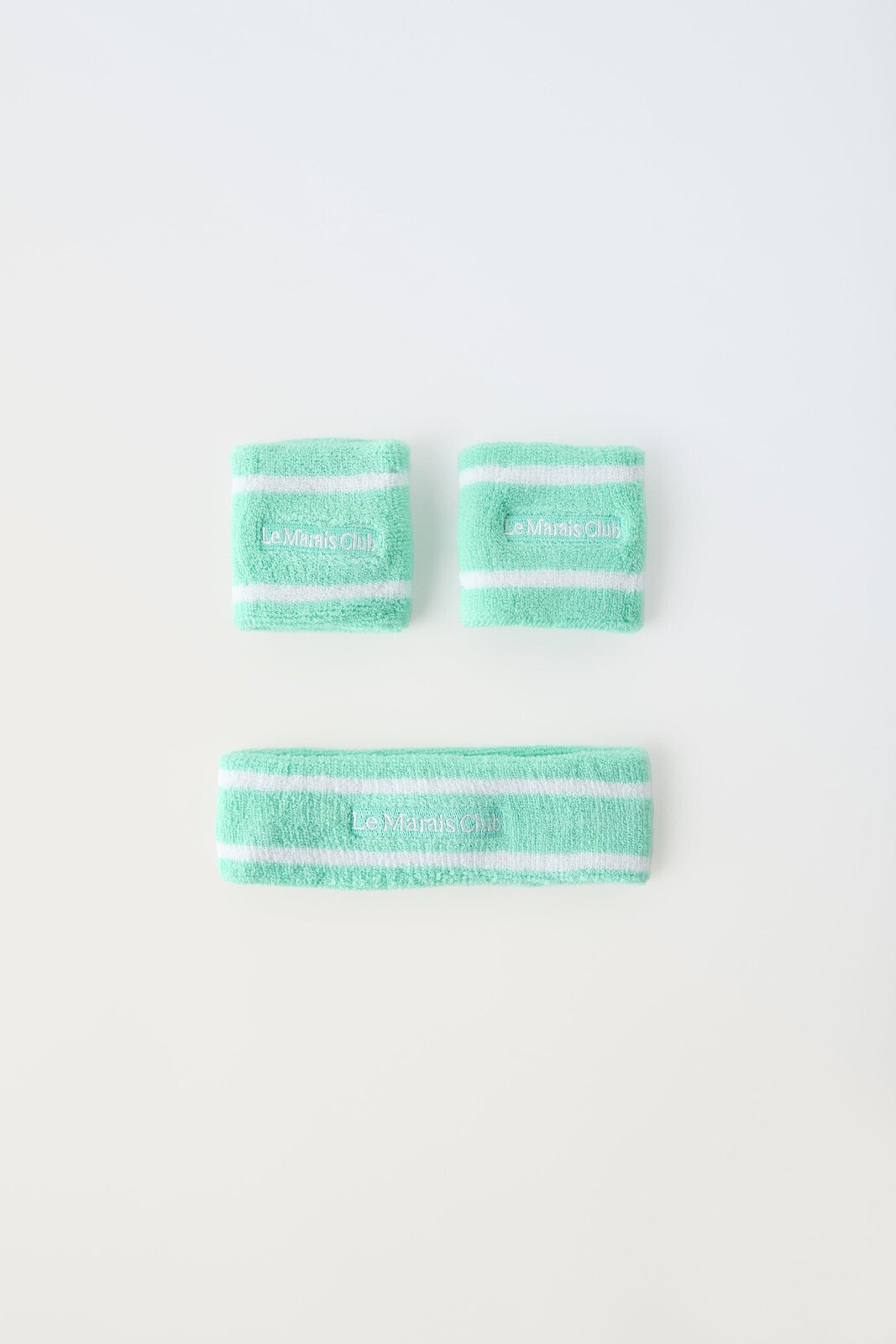 Pack of 2 striped wristbands and headband