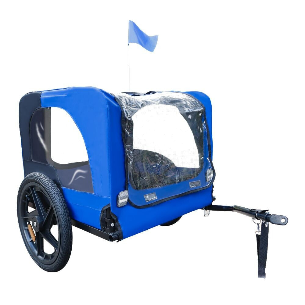 Simplie Fun blue High Quality 16 Inch Air Wheel Pet Bike Trailer For Dogs Foldable Bicycle Pet Trailer